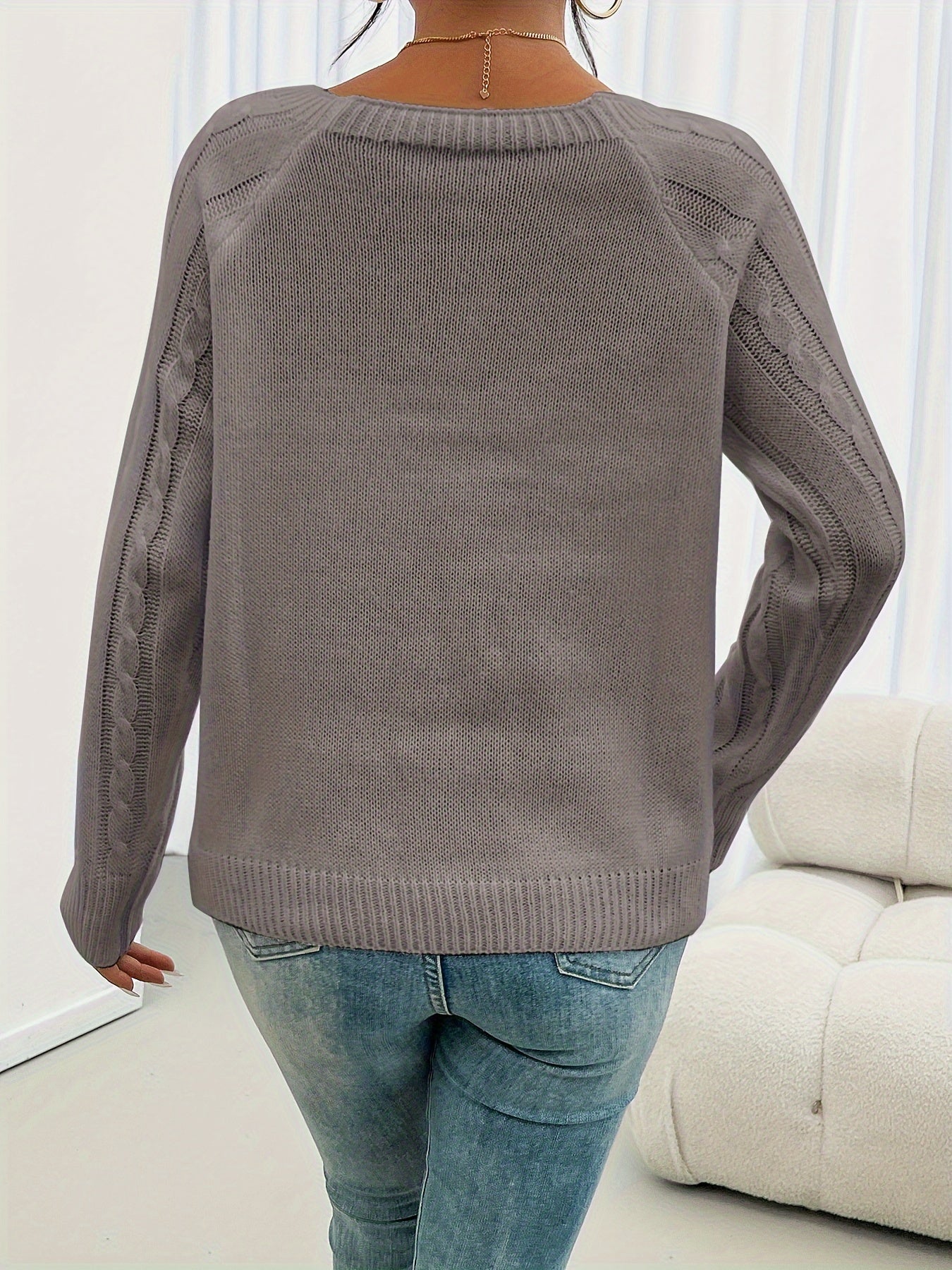 Women's Long Sleeve Cable Knit Sweater