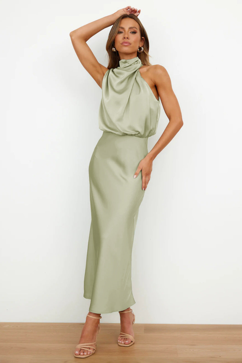 Women's luxurious long satin dress