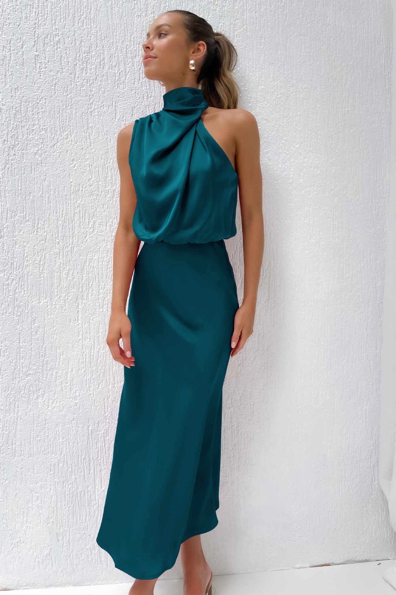 Women's luxurious long satin dress