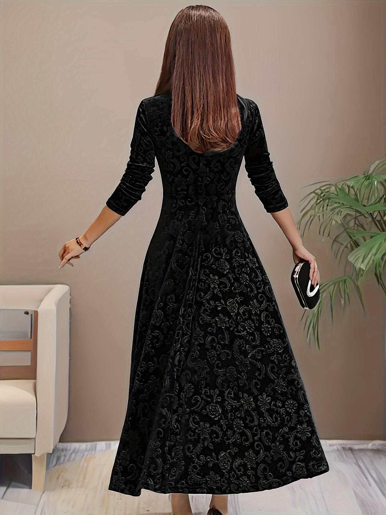 Women's Long sleeve dress with floral pattern