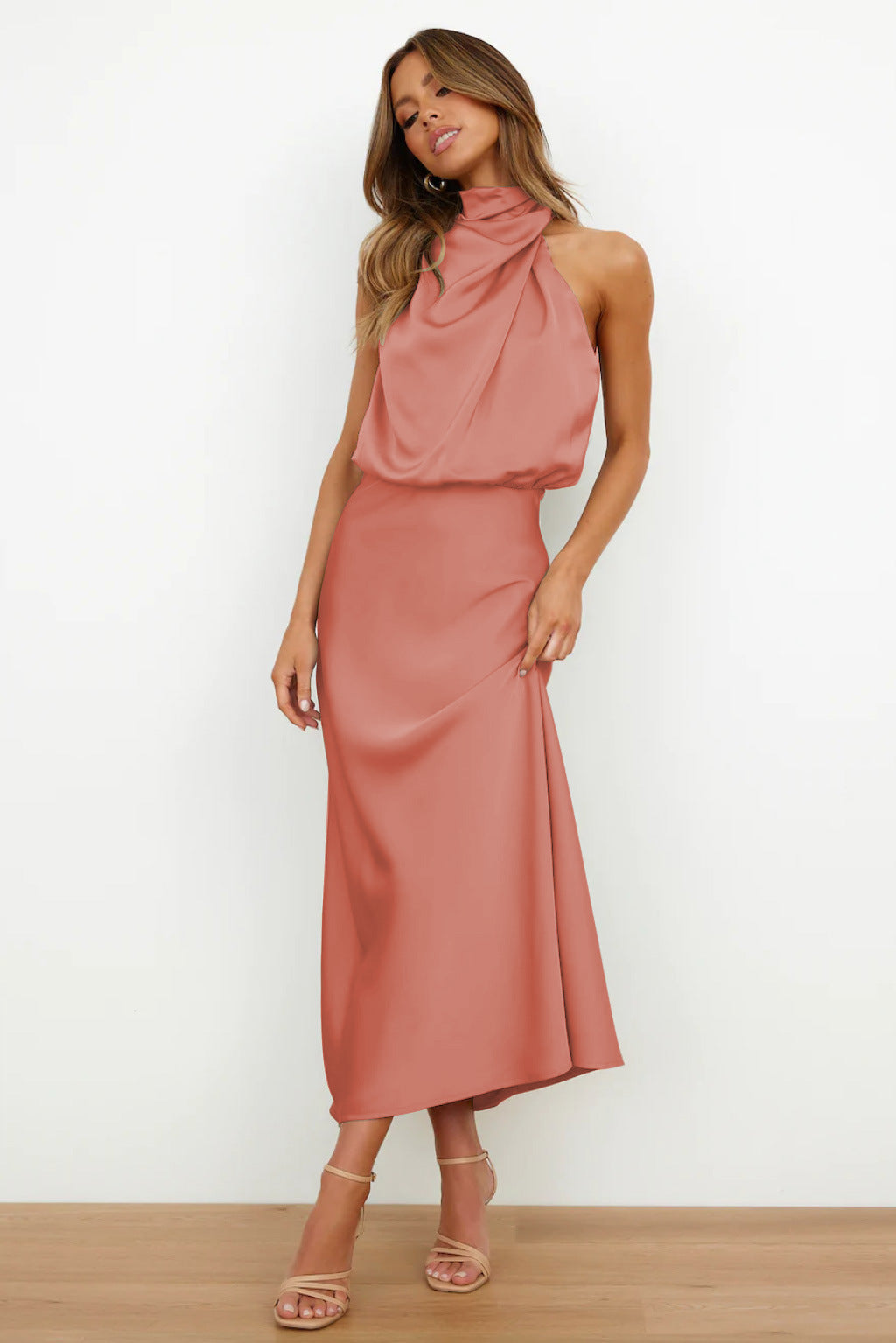 Women's luxurious long satin dress