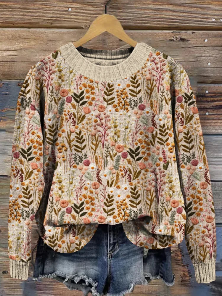 Women's Wool Floral Warm Sweater