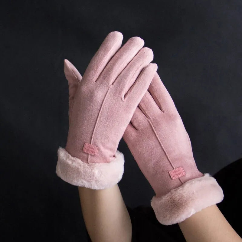 Women's Velvet suede warm Winter Gloves