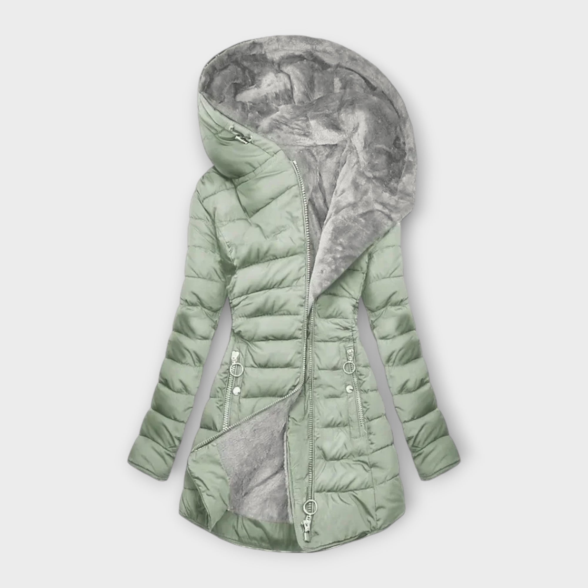 Women's Warm fleece-lined long winter jacket