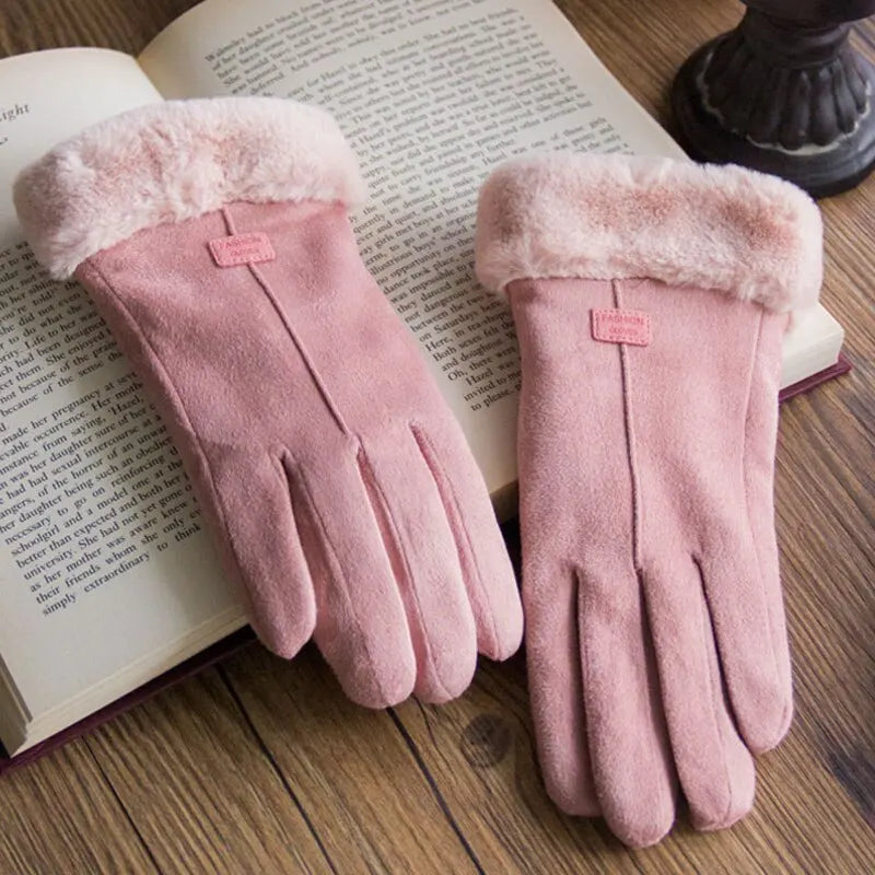 Women's Velvet suede warm Winter Gloves
