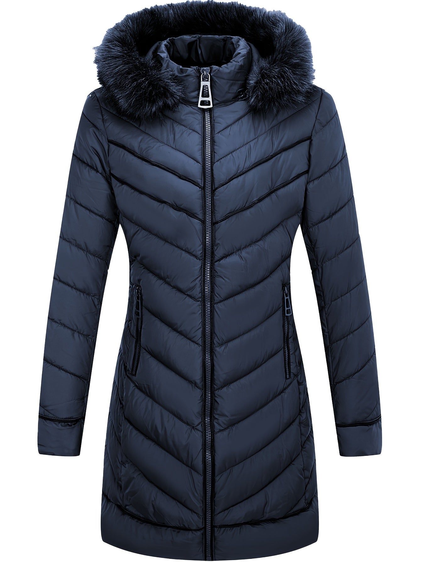 Women's Waterproof Long Wintercoat with Fur