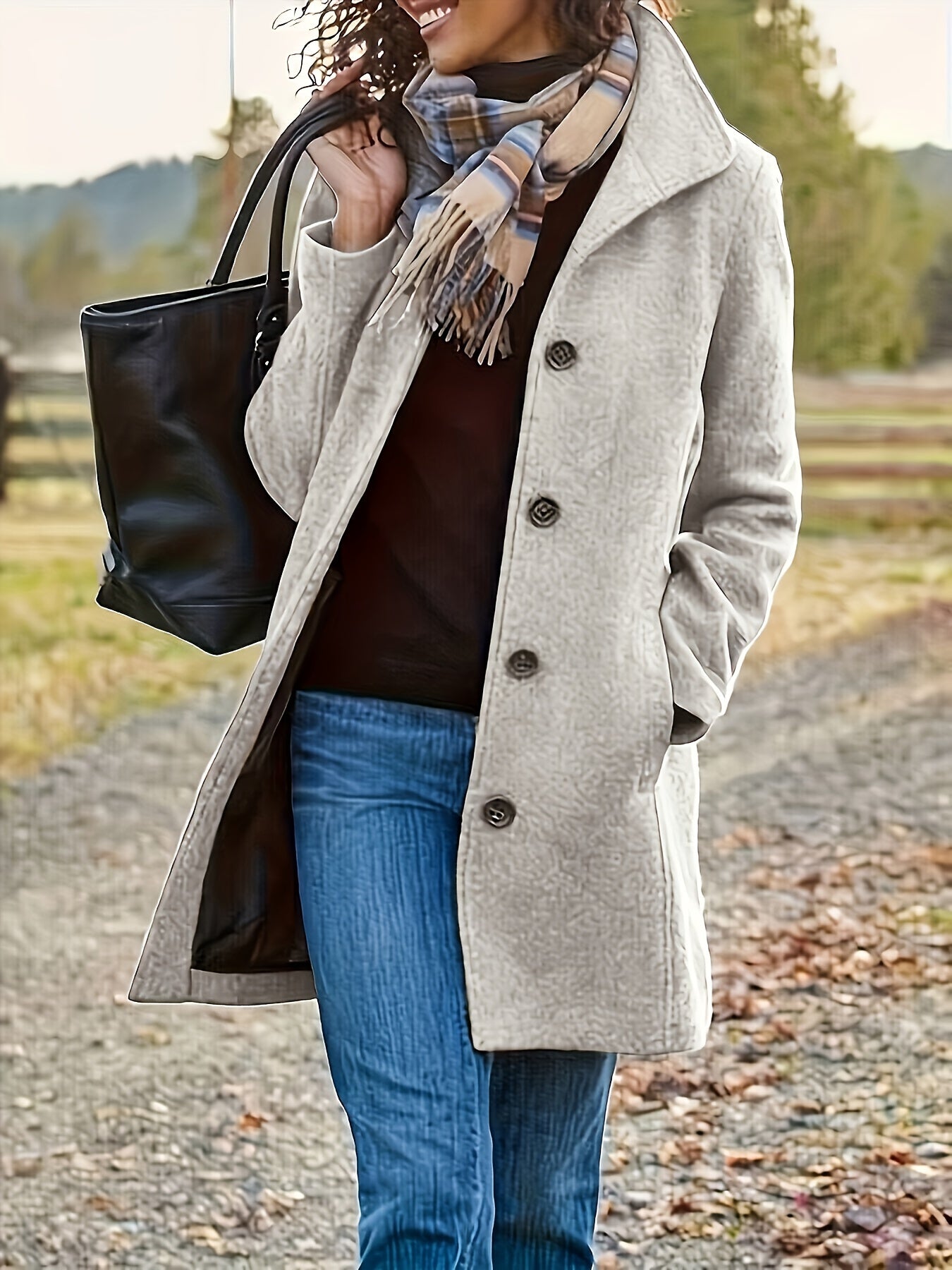 Women's Solid Colour Single Long winter coat