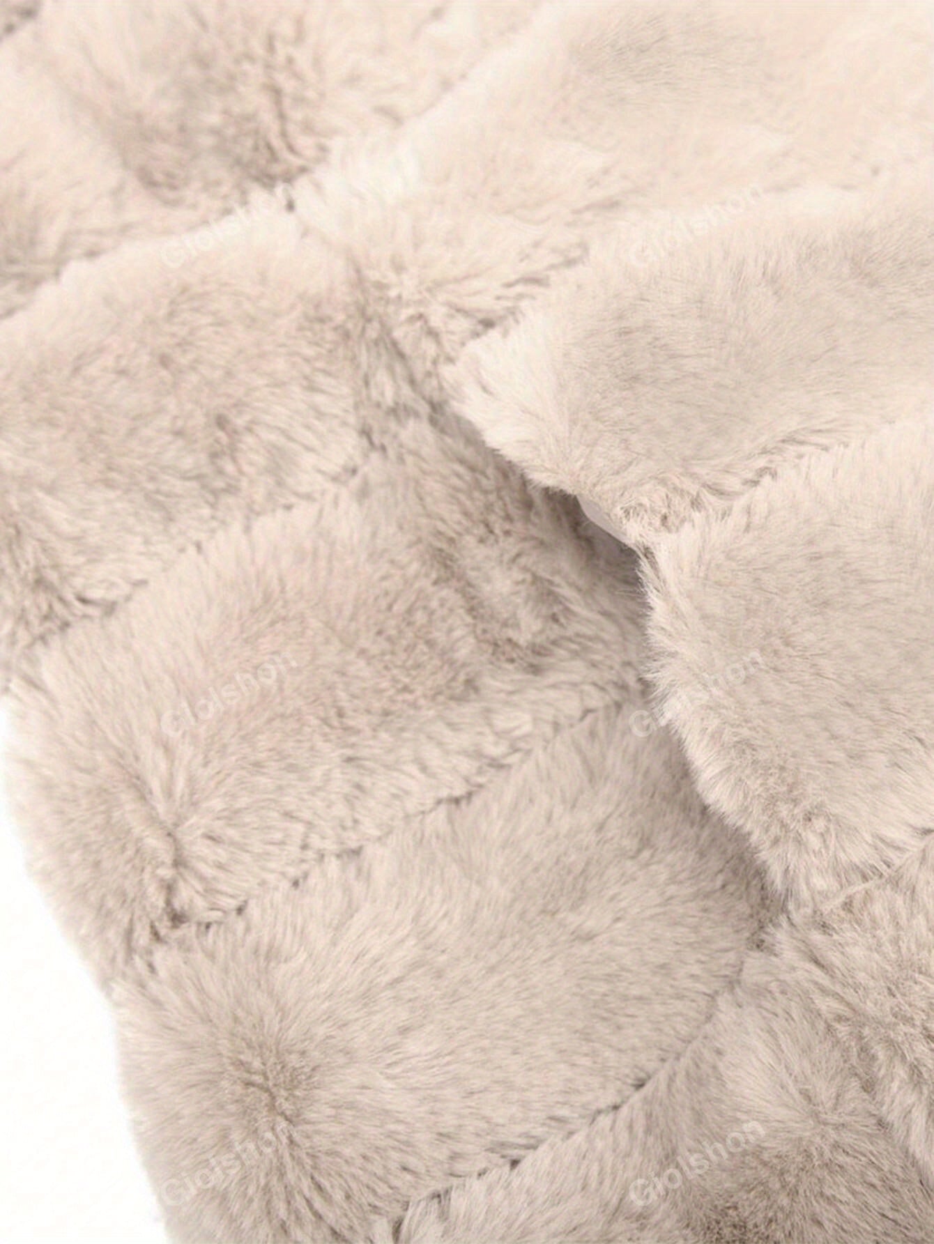 Women's Beige Fleece-lined Faux Fur Hooded Jacket