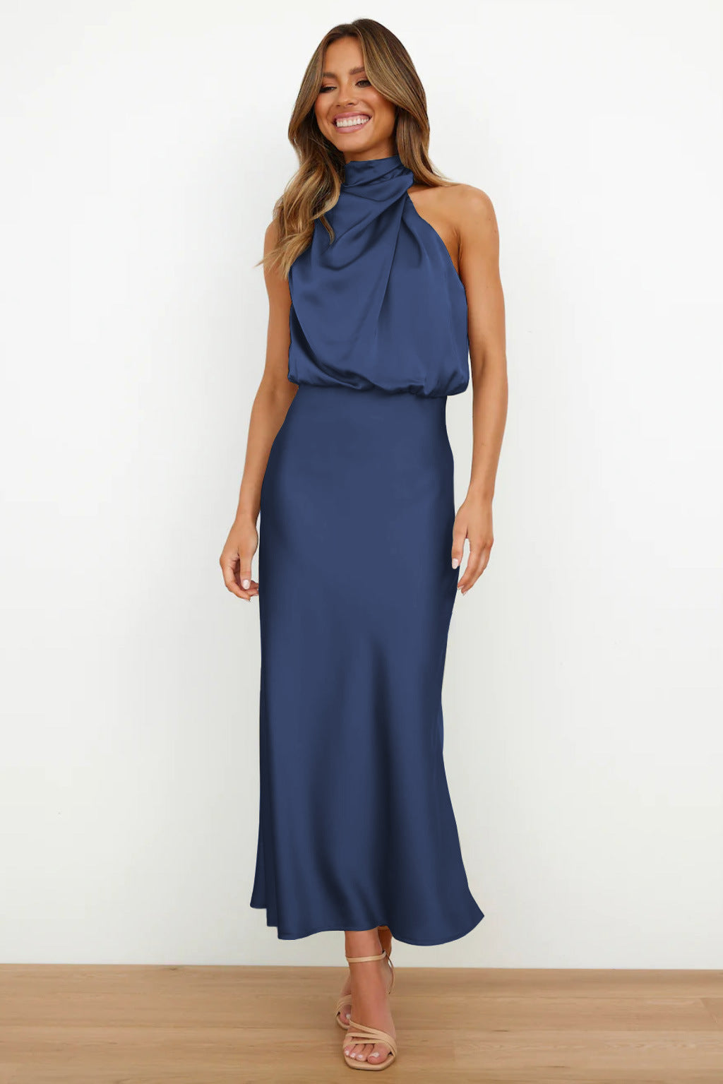 Women's luxurious long satin dress