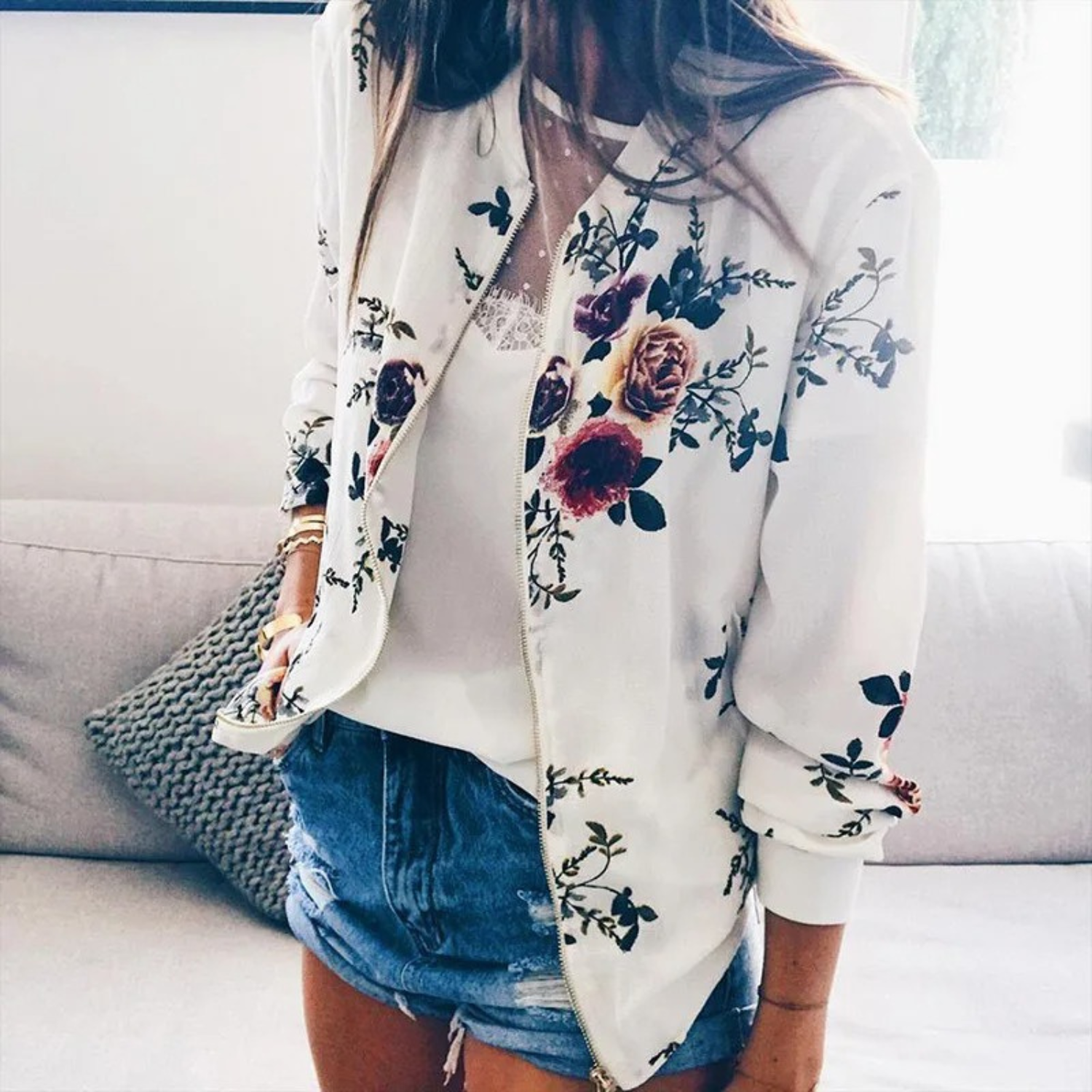 Women’s Floral Print Bomber Jacket