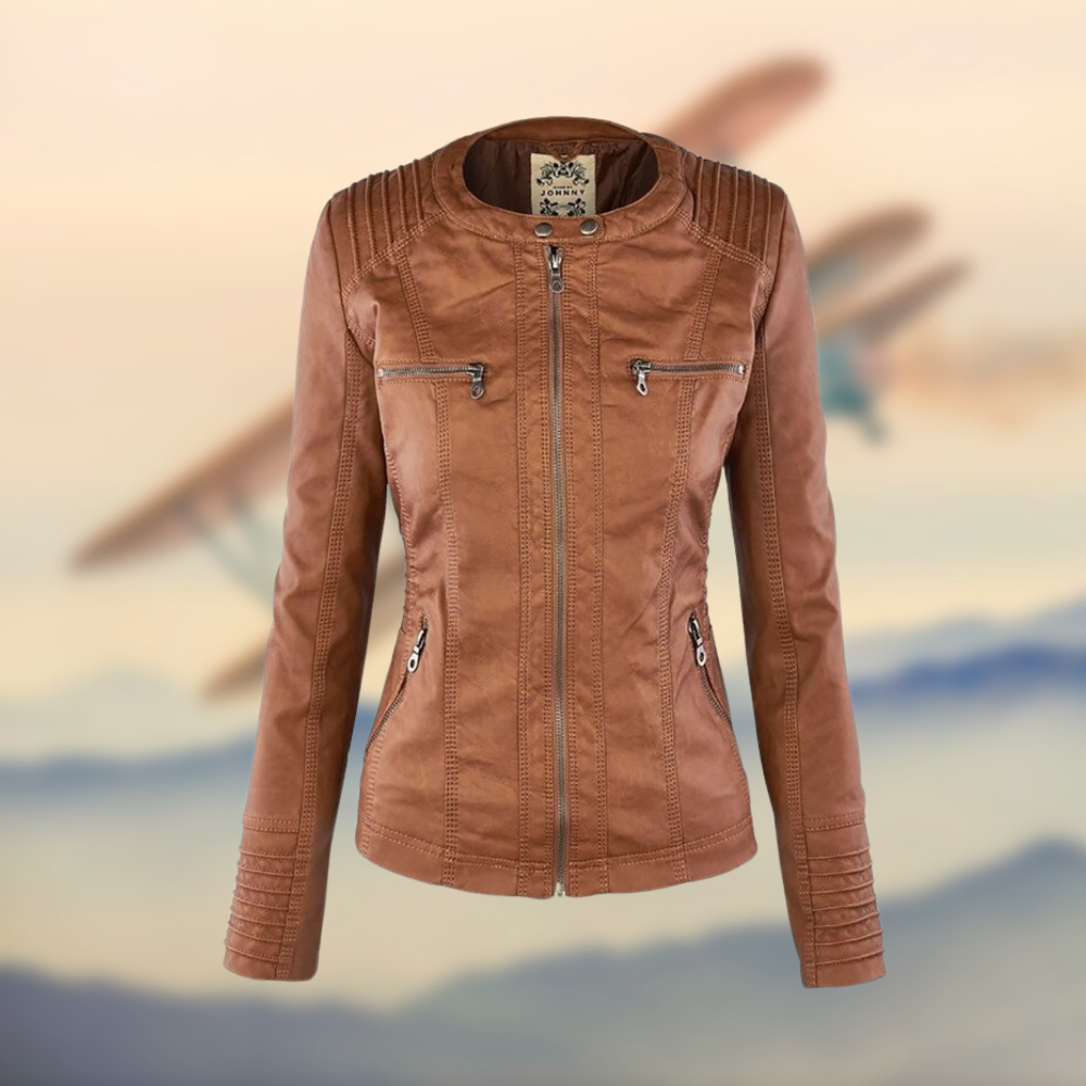 Women's Slim Fit Hooded Leather Jacket