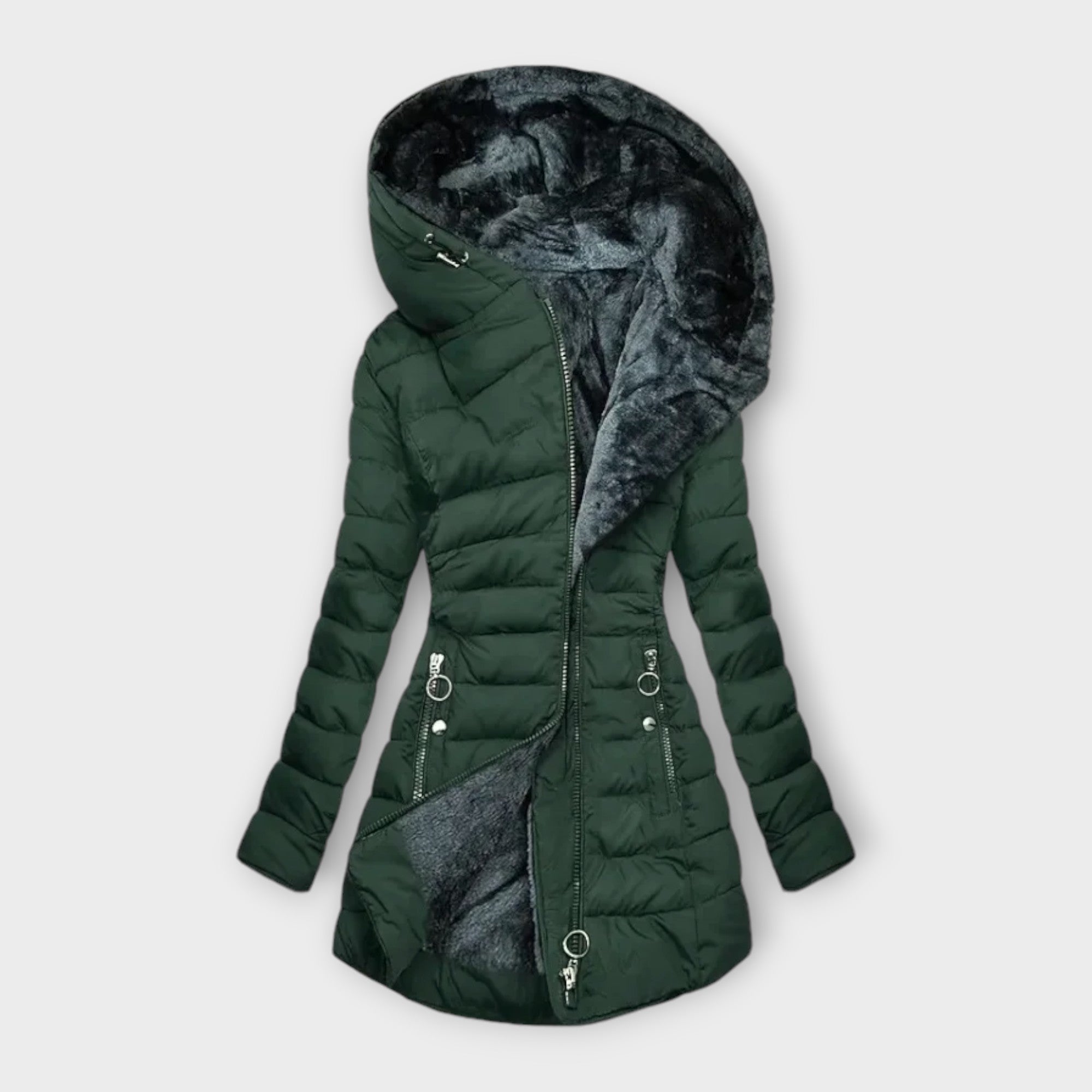 Women's Warm fleece-lined long winter jacket