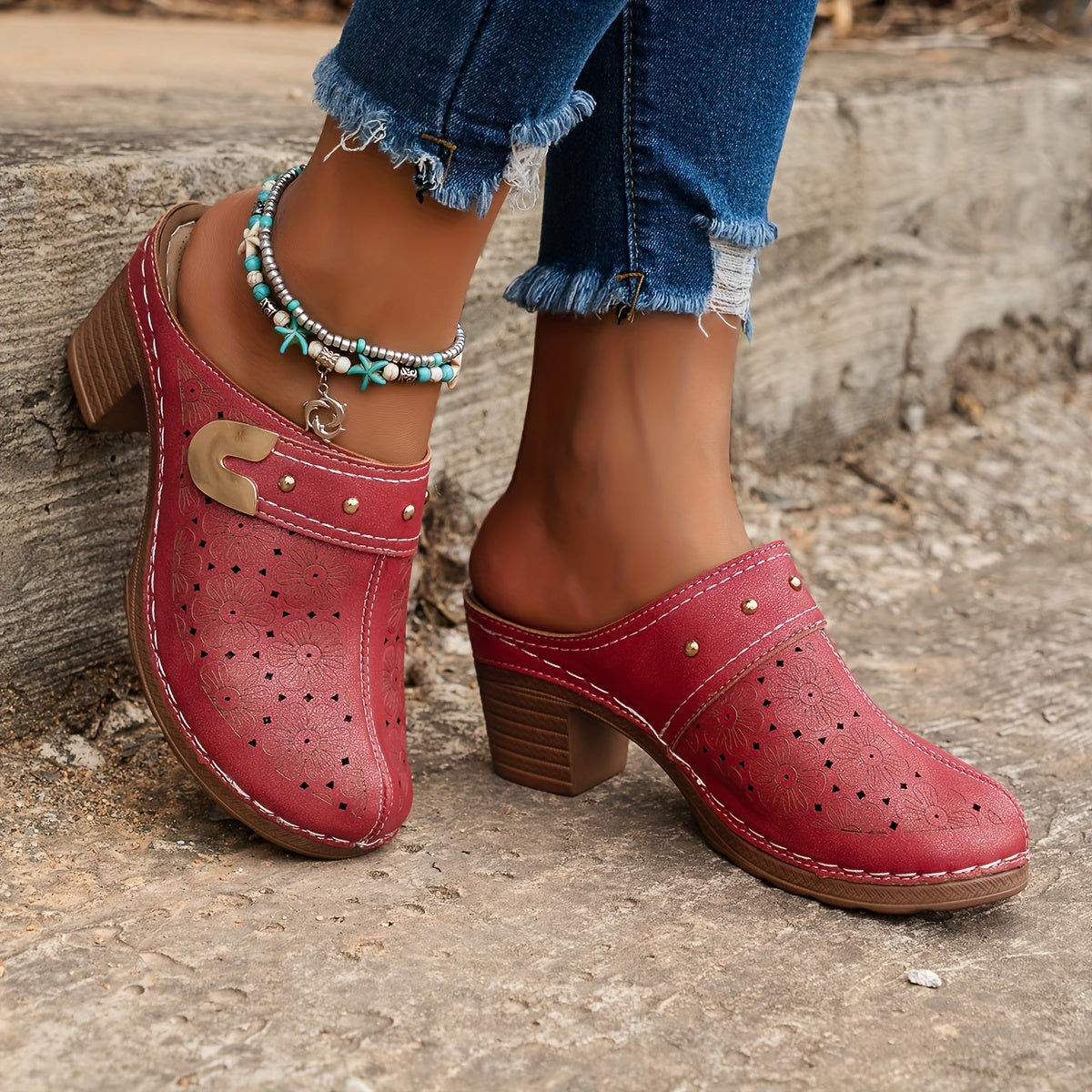 Women's Vintage Floral Cutout Sandals