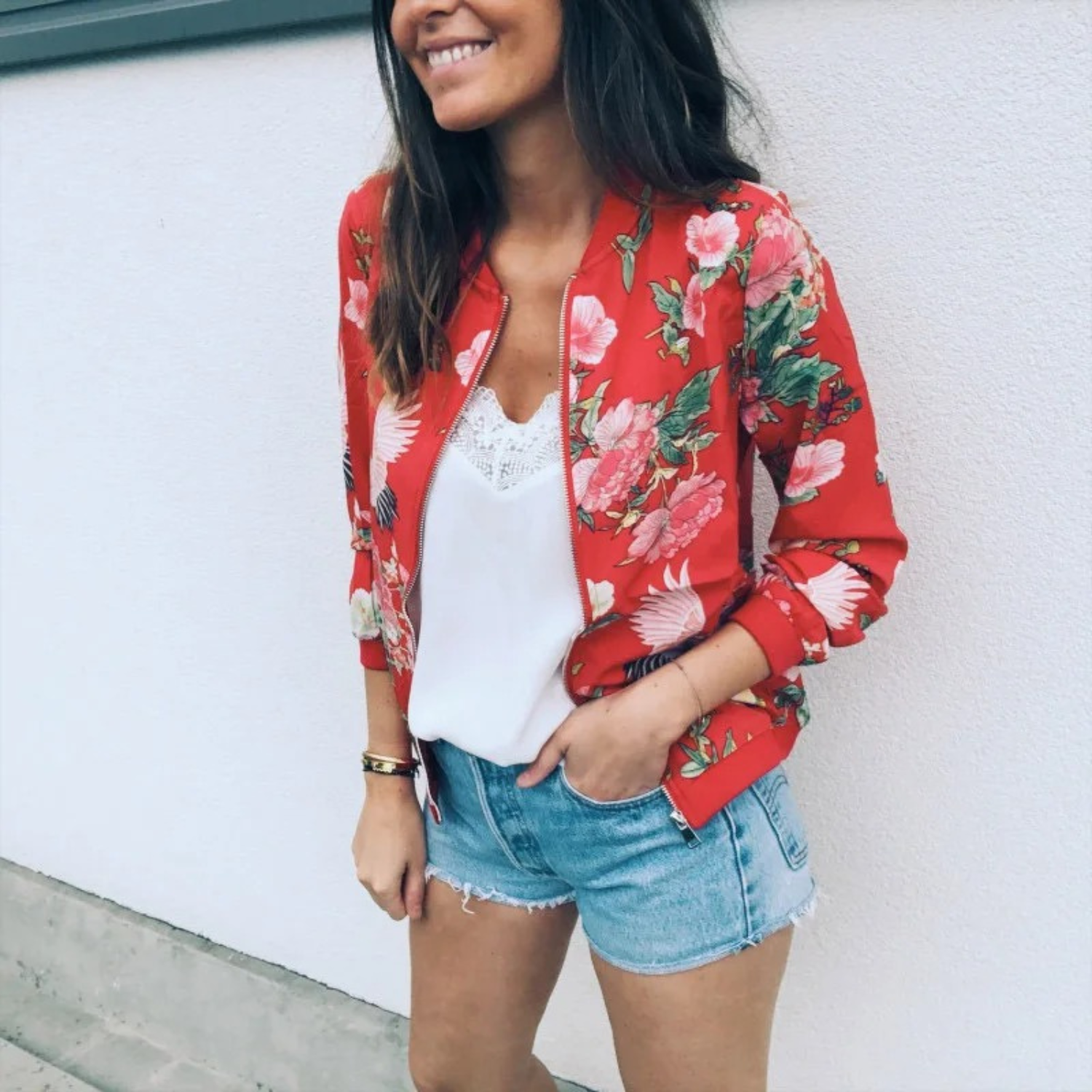 Women’s Floral Print Bomber Jacket