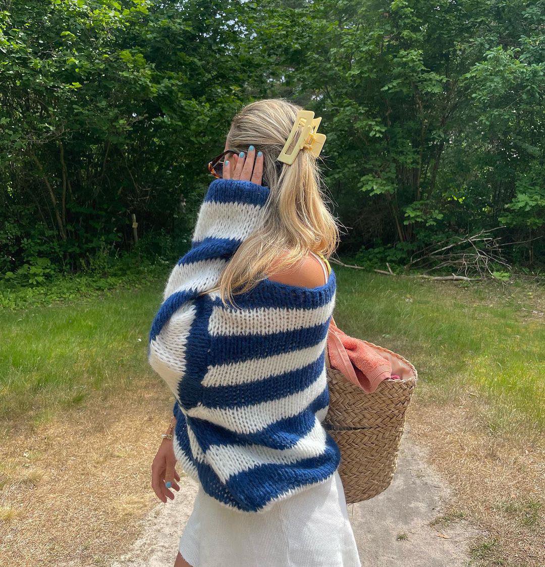 Women's Casual Stripe Knit Sweater