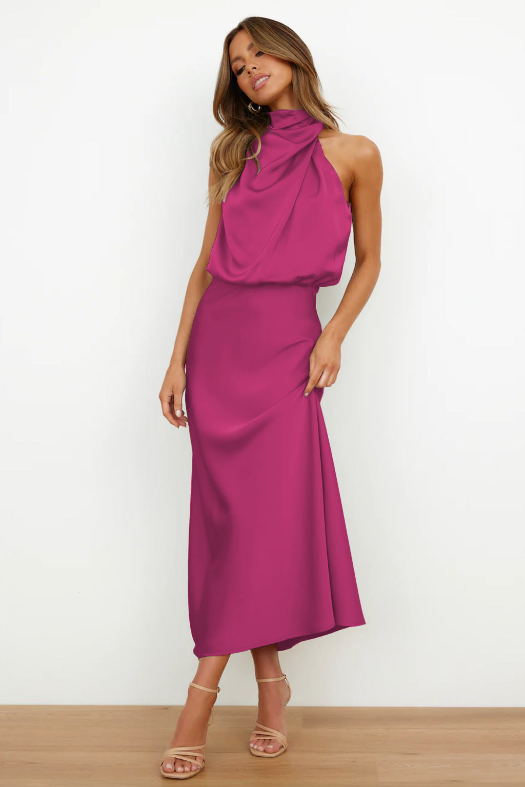 Women's luxurious long satin dress