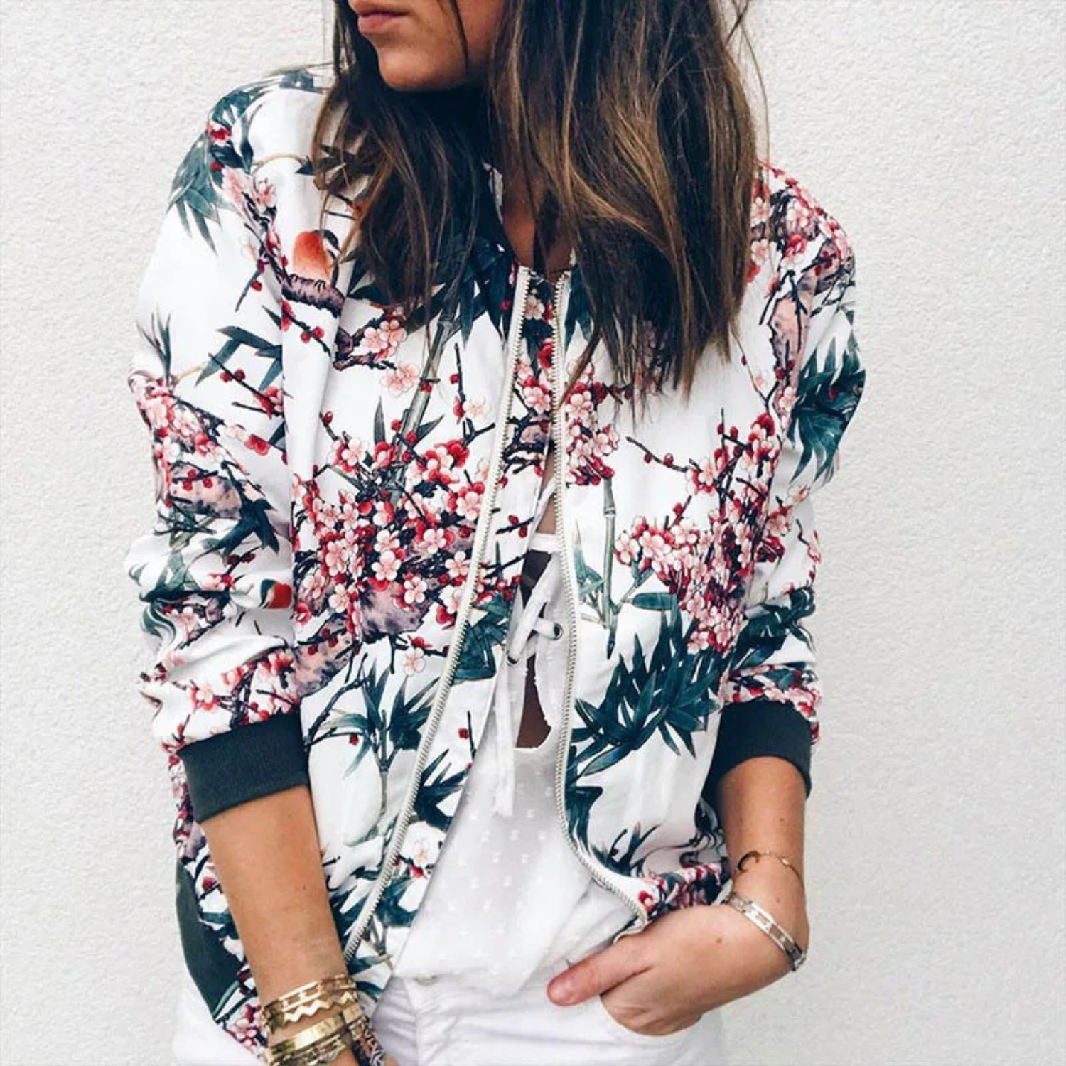 Women’s Floral Print Bomber Jacket