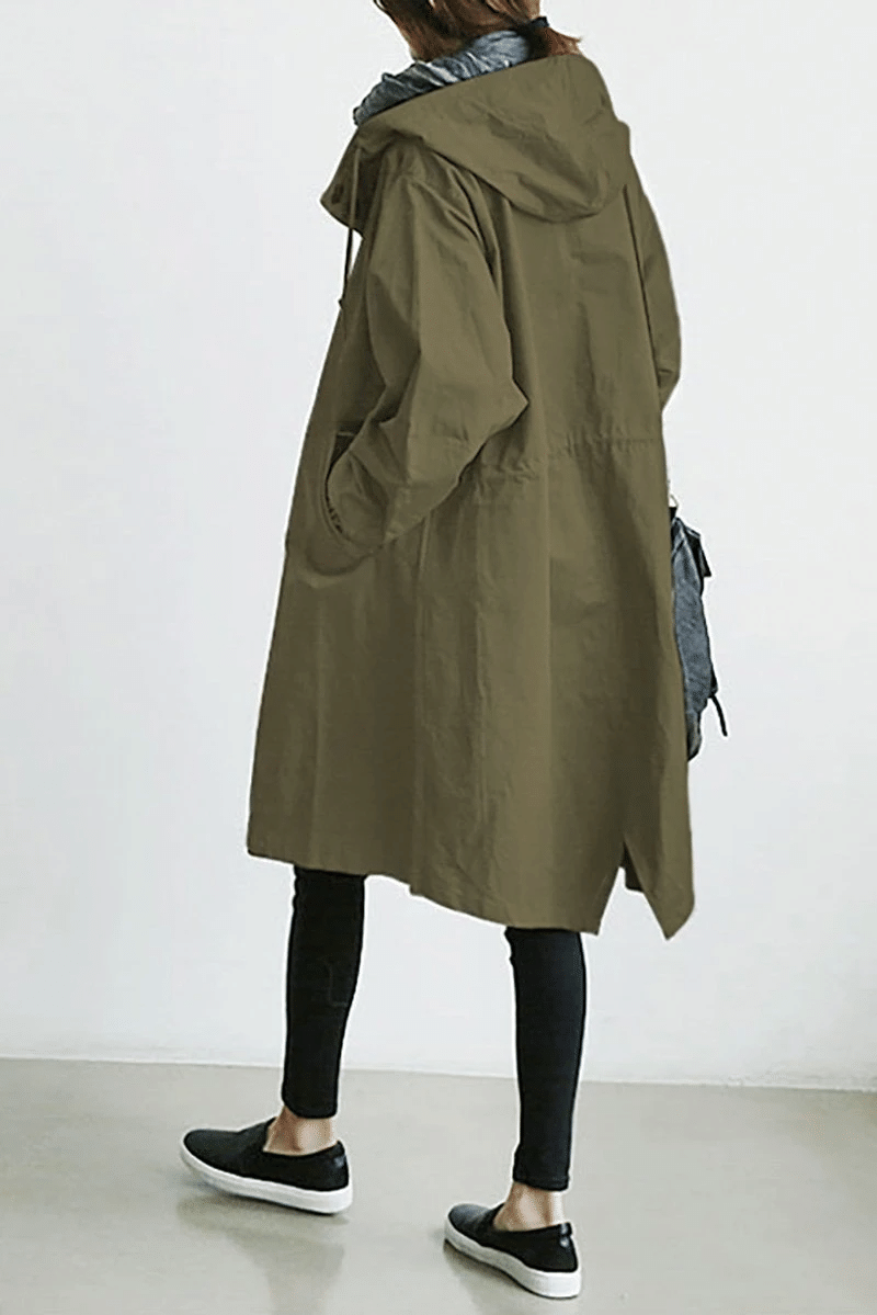 Women's Long Hooded  Rain Jacket