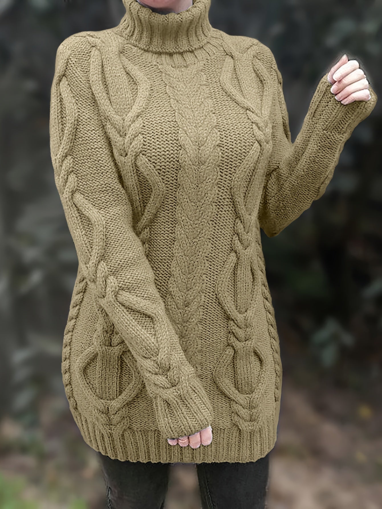 Women's Wool Turtleneck long sweater for winter