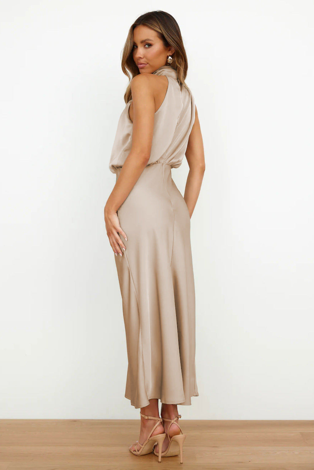 Women's luxurious long satin dress