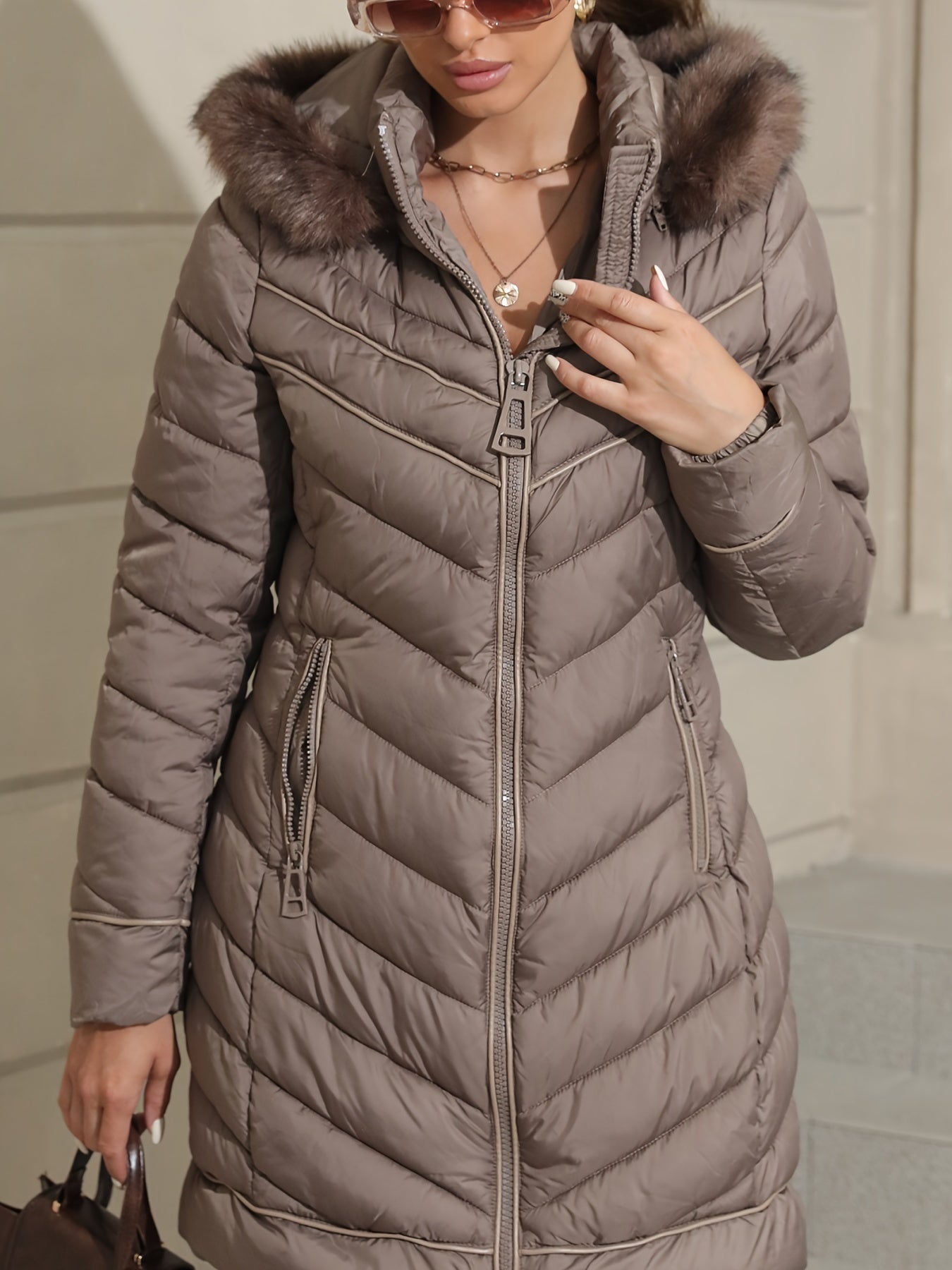 Women's Waterproof Long Wintercoat with Fur