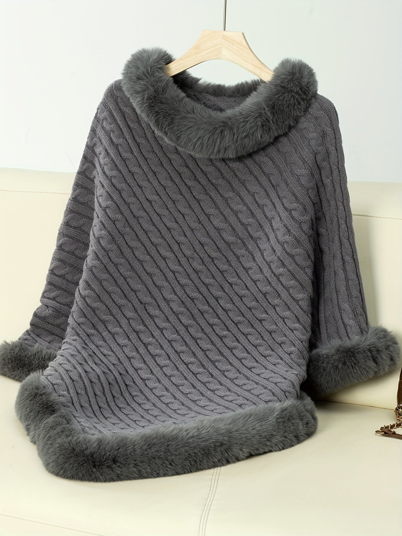 Women's Wool long top with fur