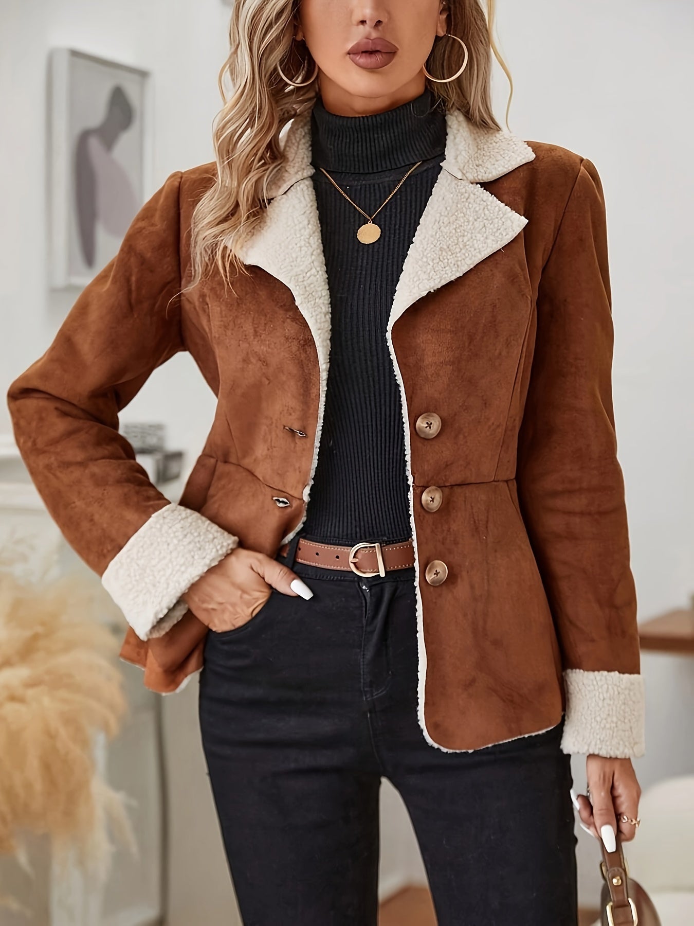 Women's Caramel coloured Fleecelined Coat