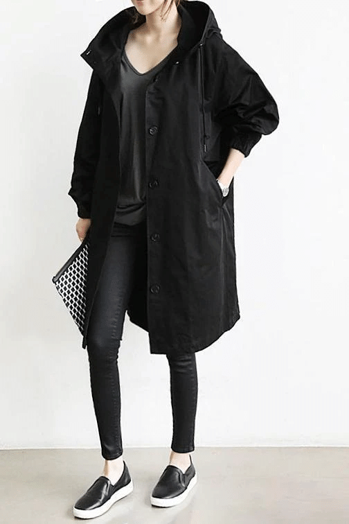 Women's Long Hooded  Rain Jacket