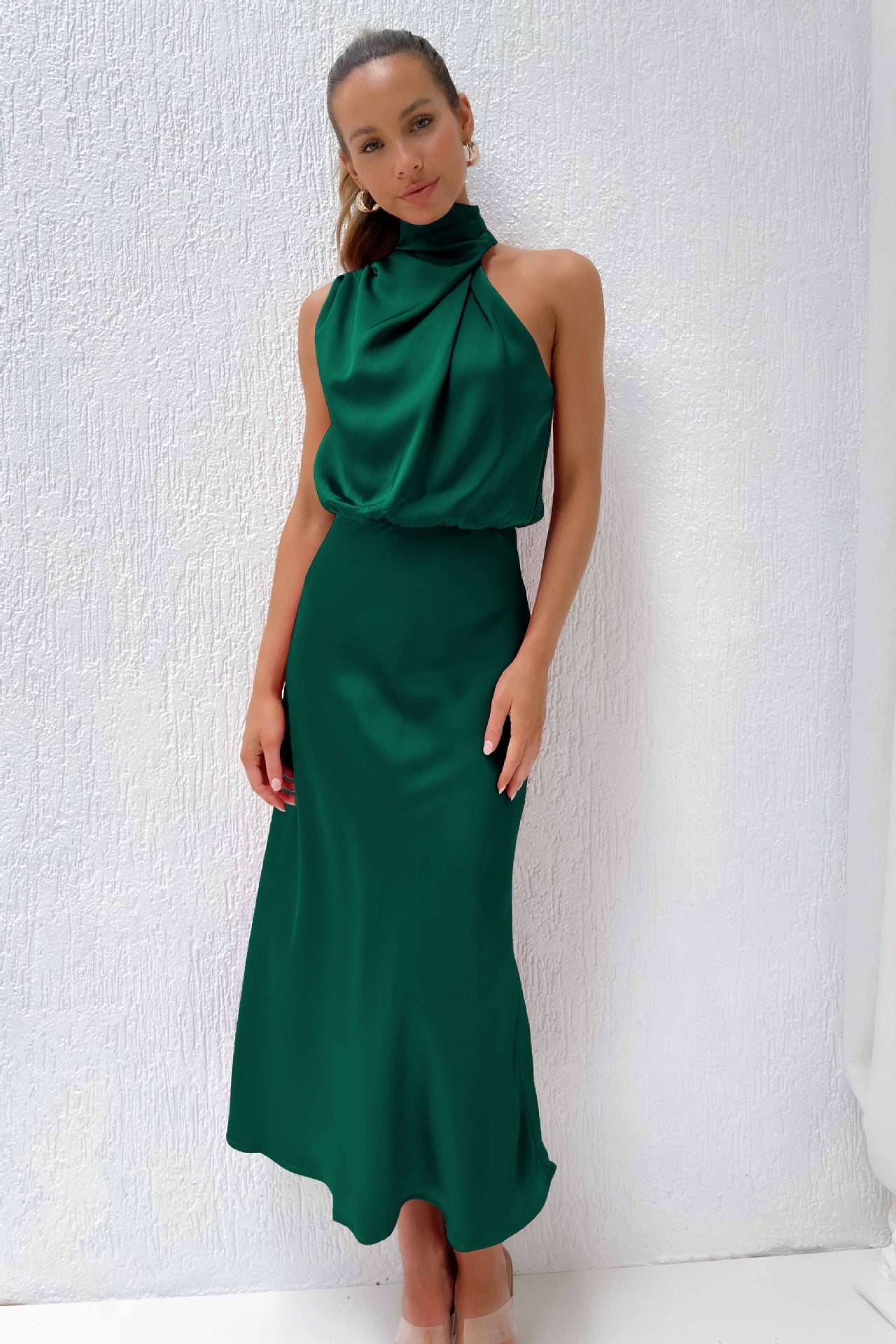 Women's luxurious long satin dress