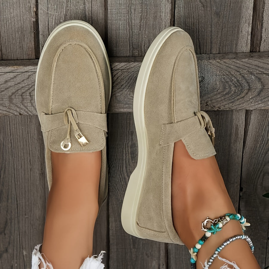 Women's Suede Loafers with Tassel Accents