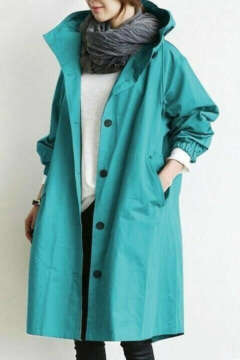 Women's Long Hooded  Rain Jacket