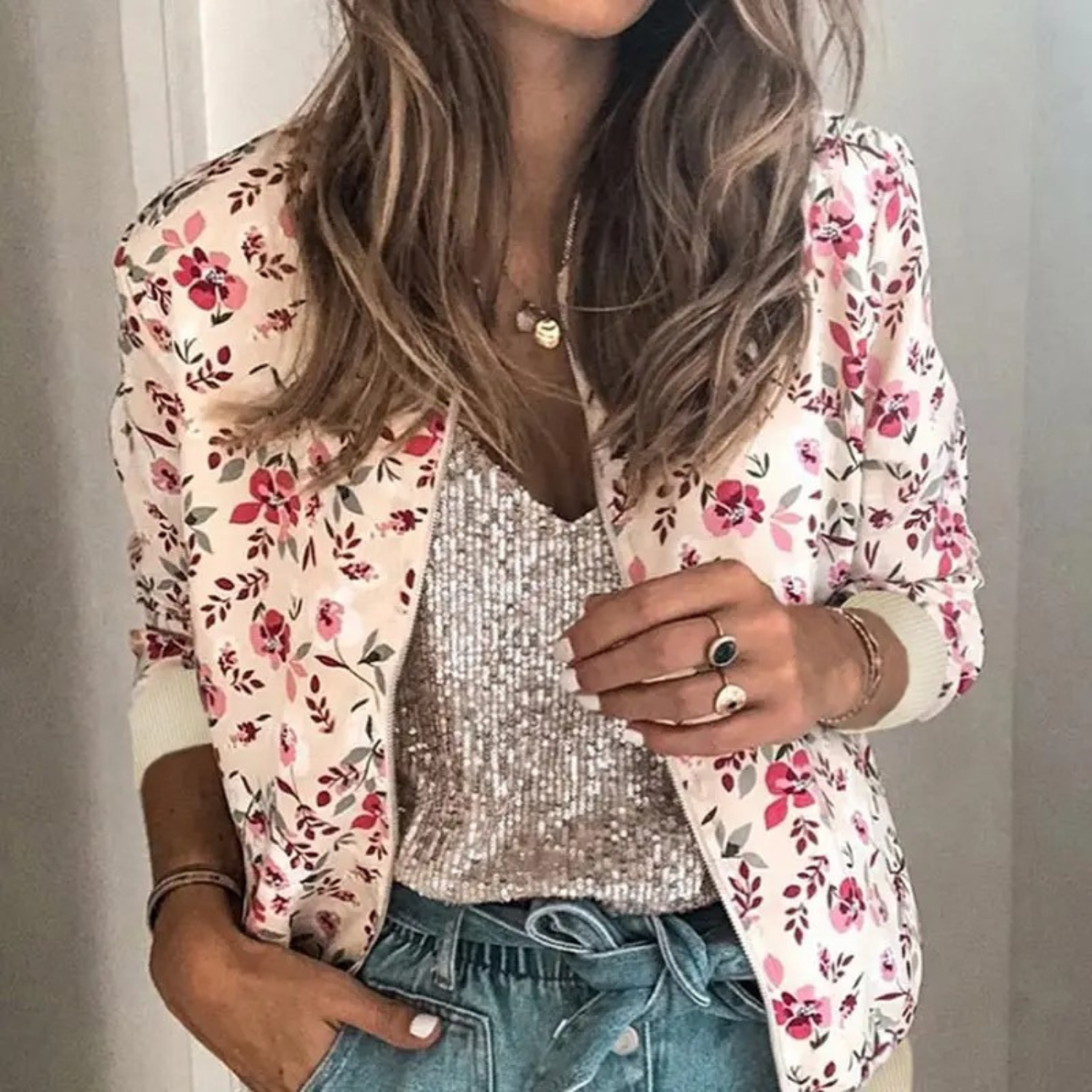 Women’s Floral Print Bomber Jacket