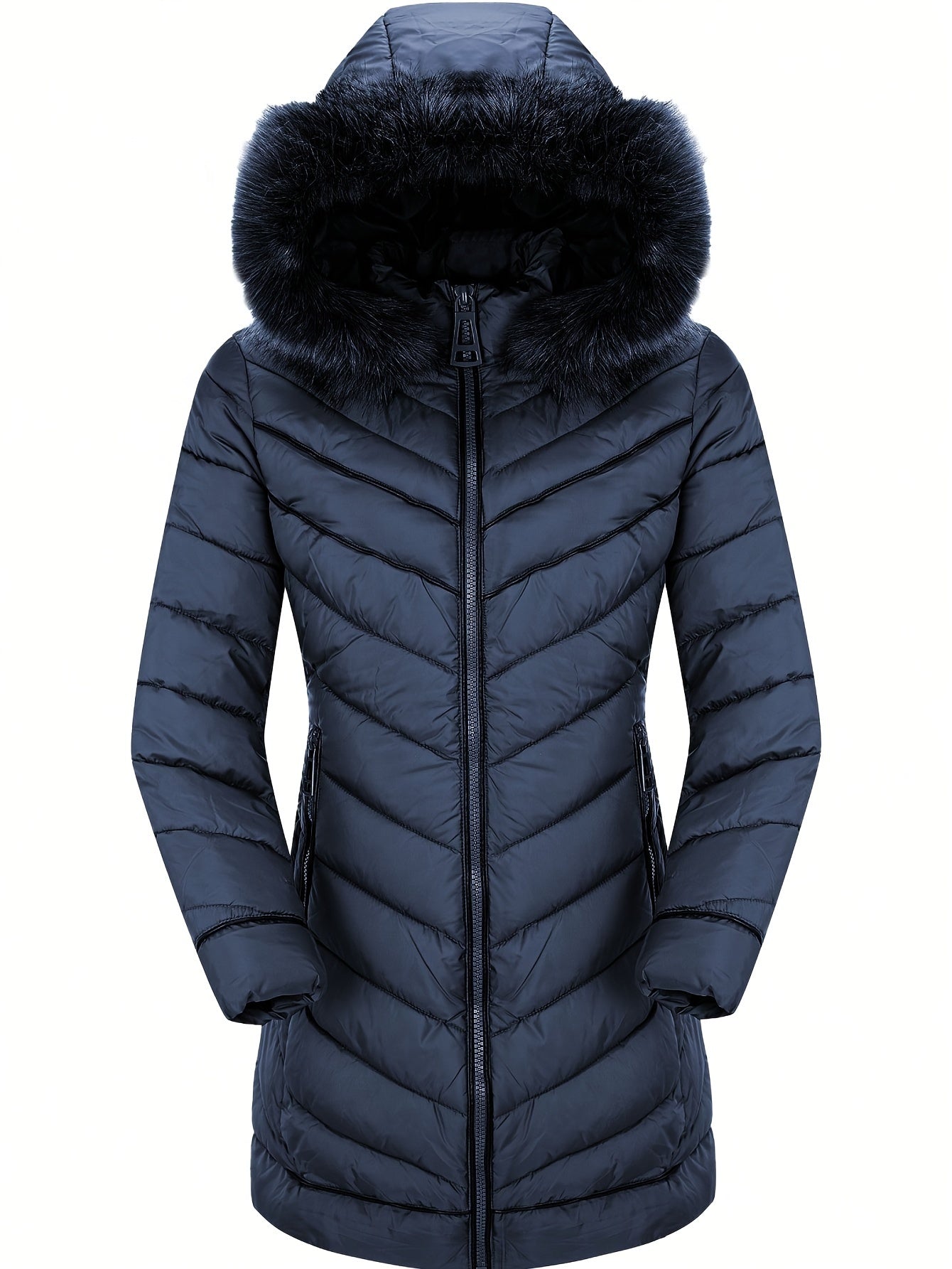 Women's Waterproof Long Wintercoat with Fur