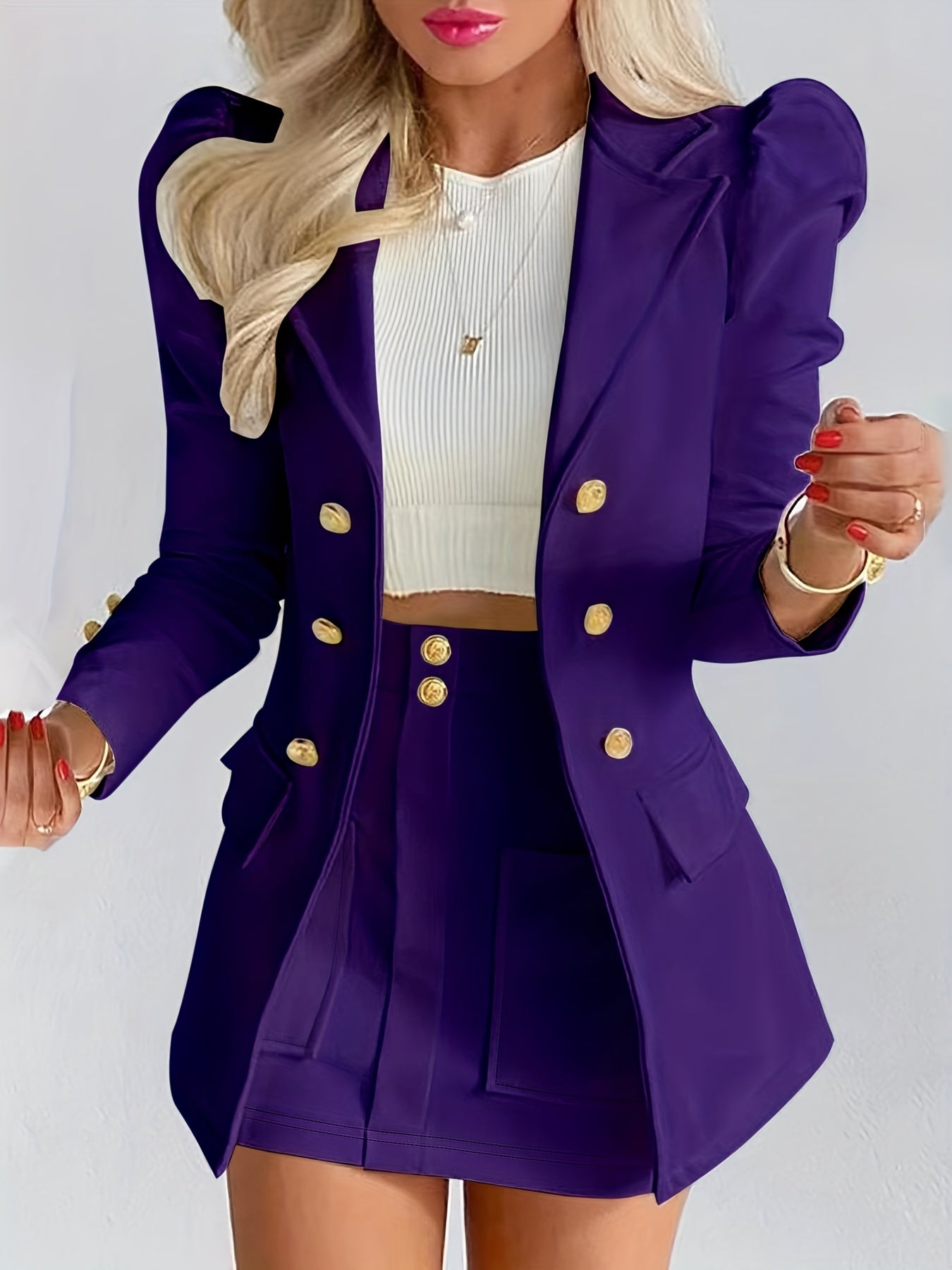 Women's Double-Breasted Blazer and Mini Skirt