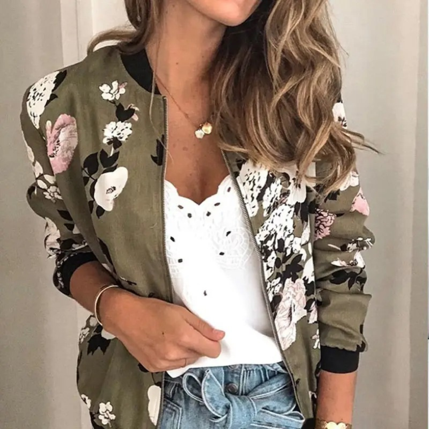 Women’s Floral Print Bomber Jacket