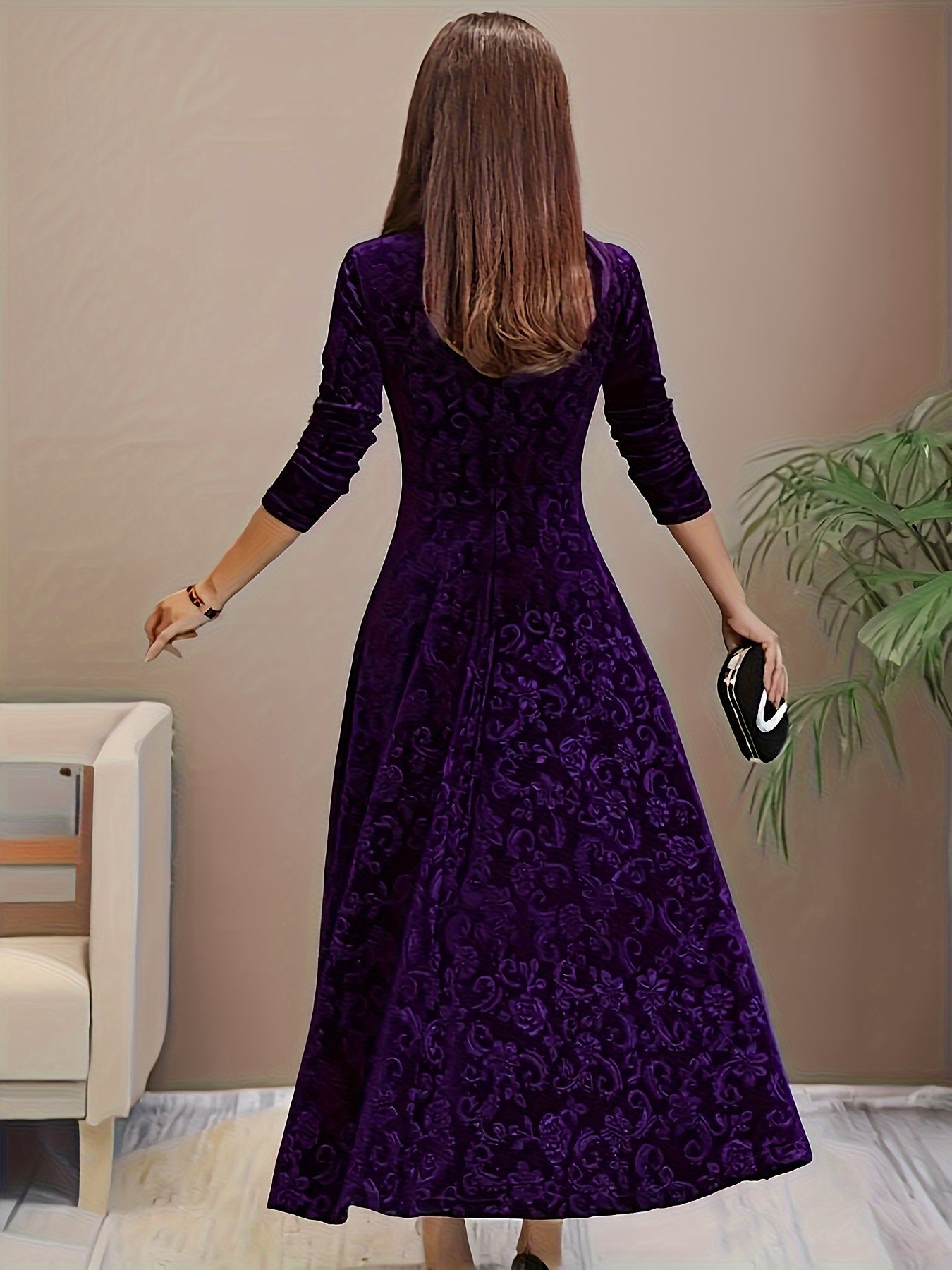 Women's Long sleeve dress with floral pattern