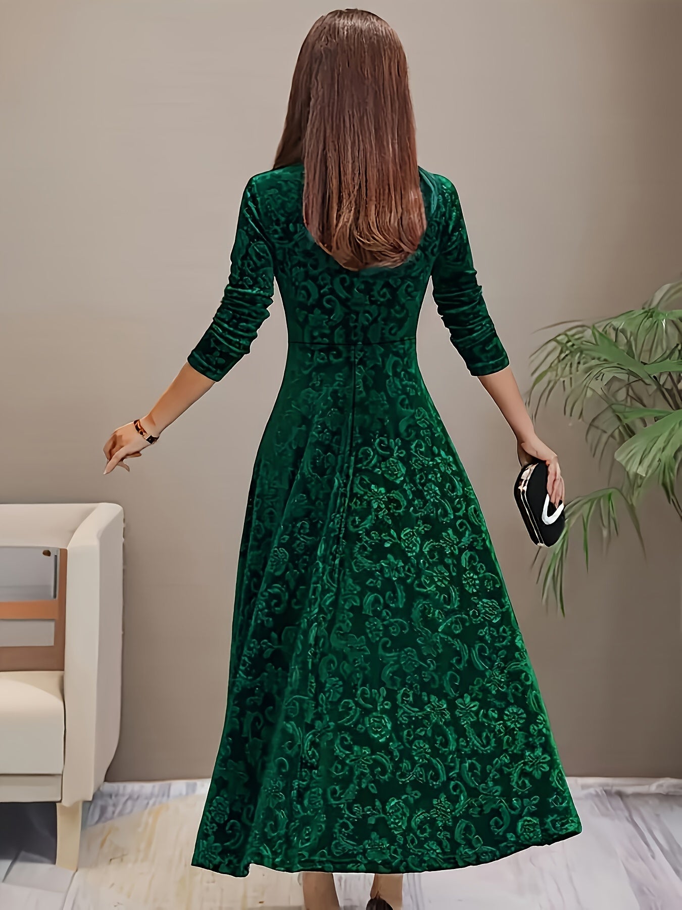 Women's Long sleeve dress with floral pattern