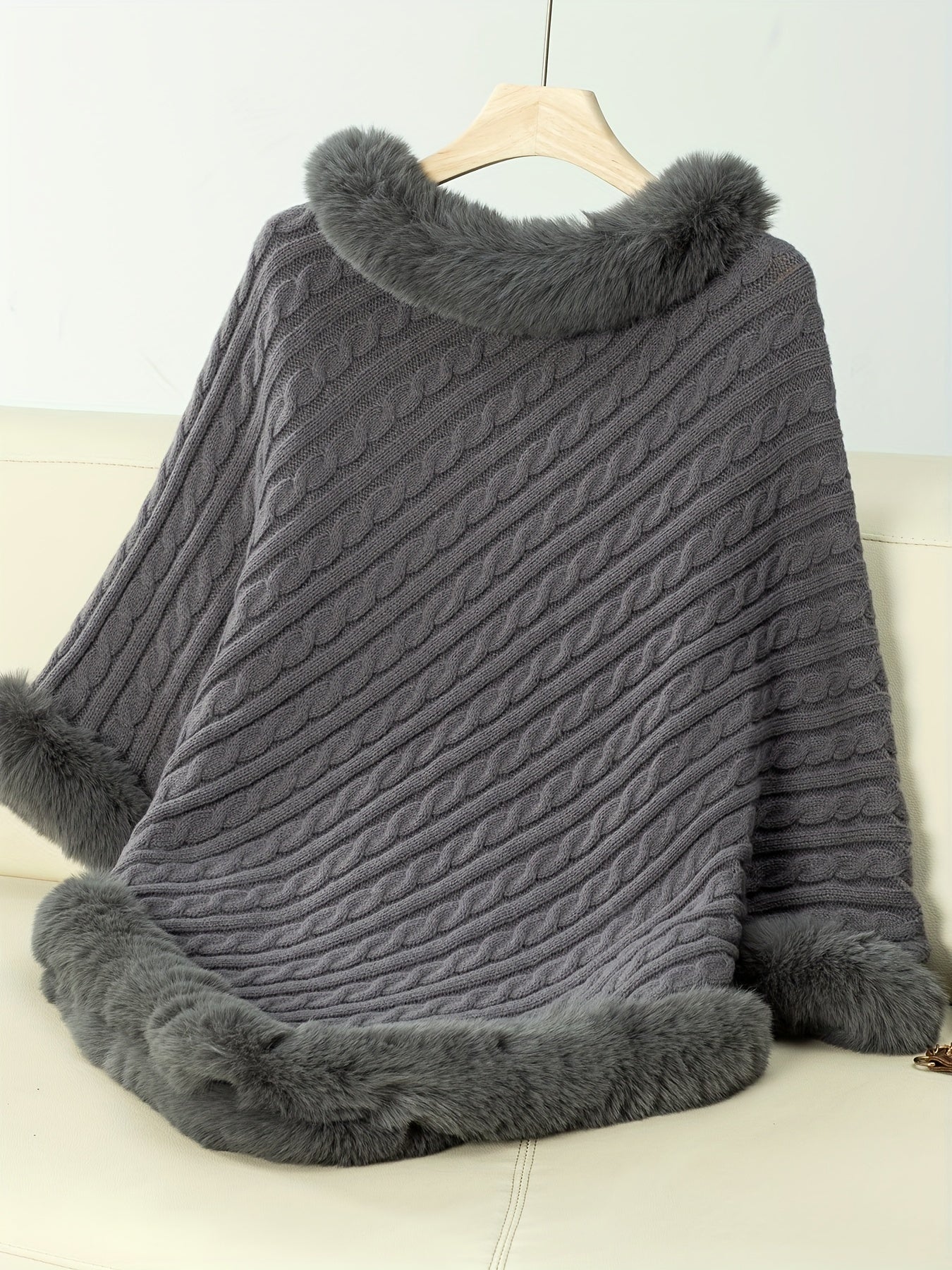 Women's Wool long top with fur