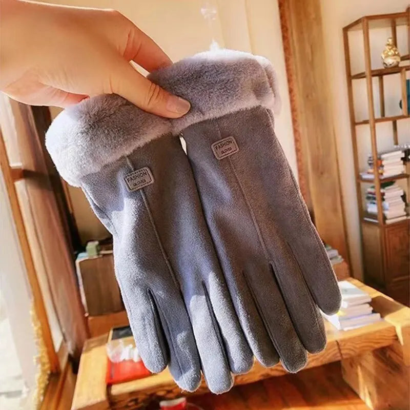 Women's Velvet suede warm Winter Gloves