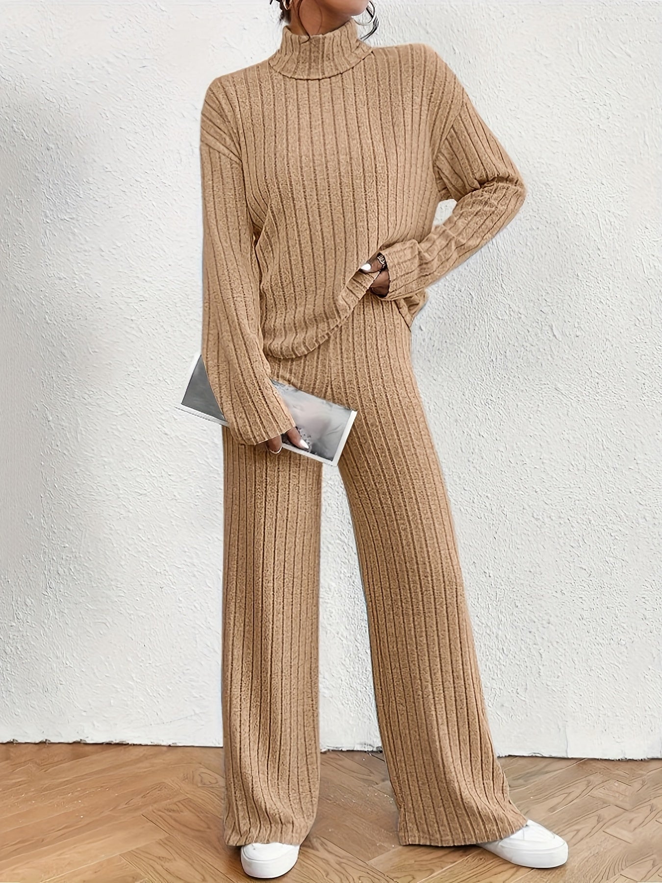 Women's  2-Piece Ribbed Knit Lounge Set