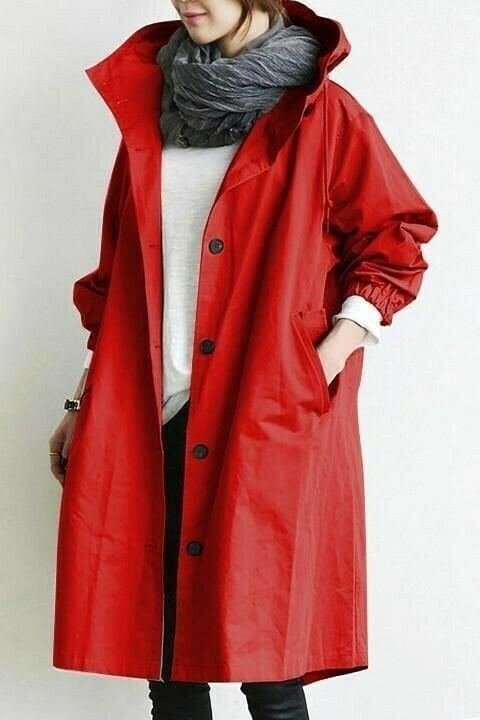 Women's Long Hooded  Rain Jacket