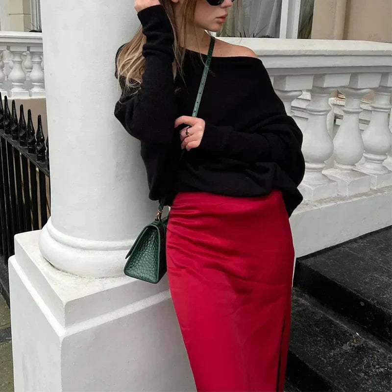 Women's Loose open shoulder sweater