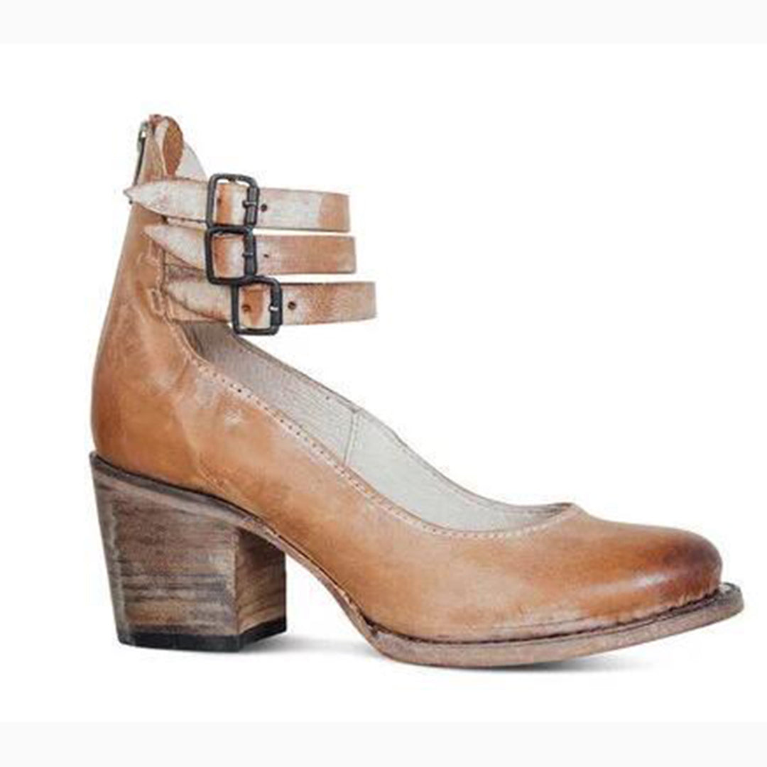 Women’s Vintage Strappy Block Heel Ankle Boots