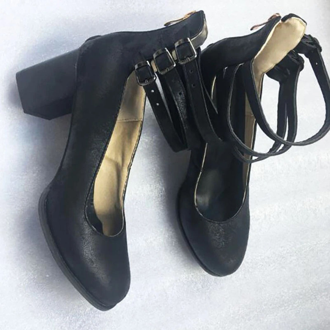 Women’s Vintage Strappy Block Heel Ankle Boots