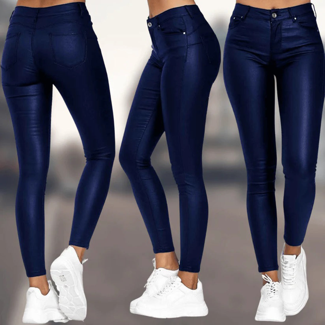 Women’s High-Waisted Faux Leather Skinny Trousers