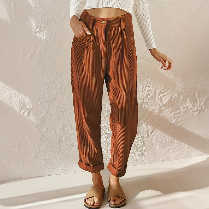 Women’s High-Waisted Corduroy Trousers