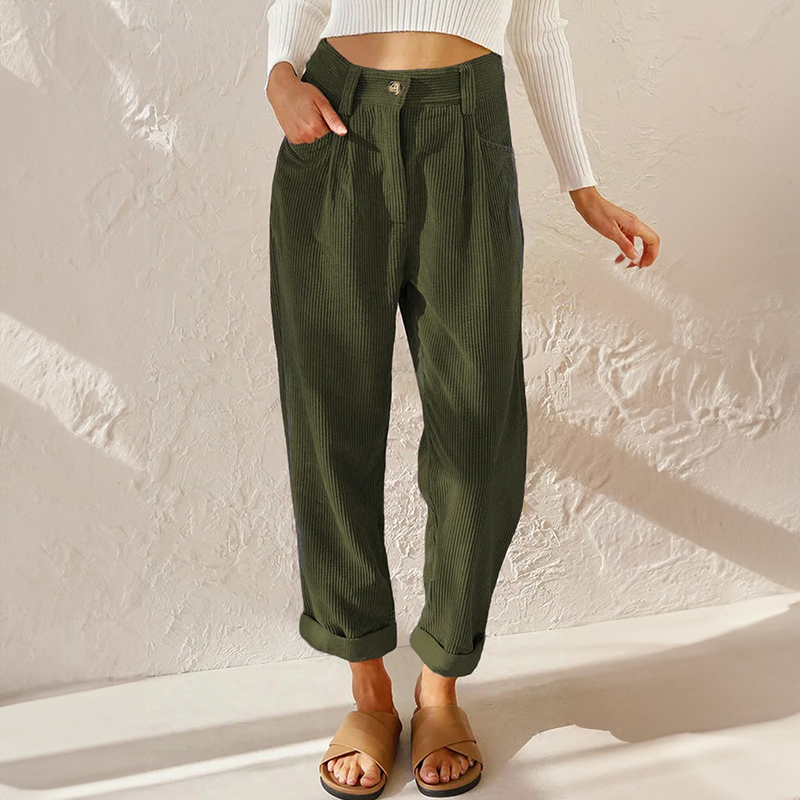 Women’s High-Waisted Corduroy Trousers