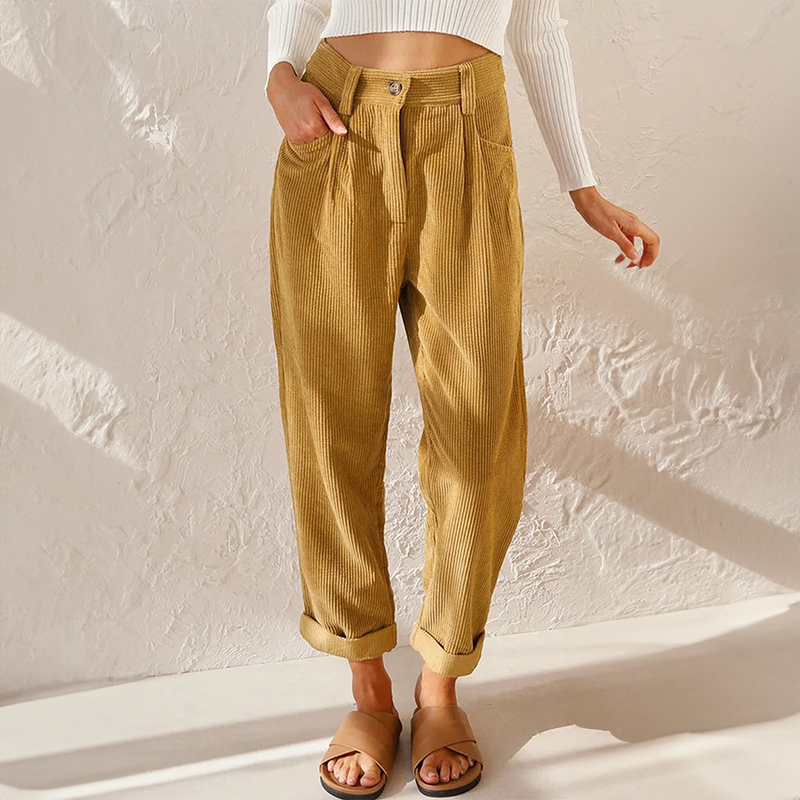 Women’s High-Waisted Corduroy Trousers