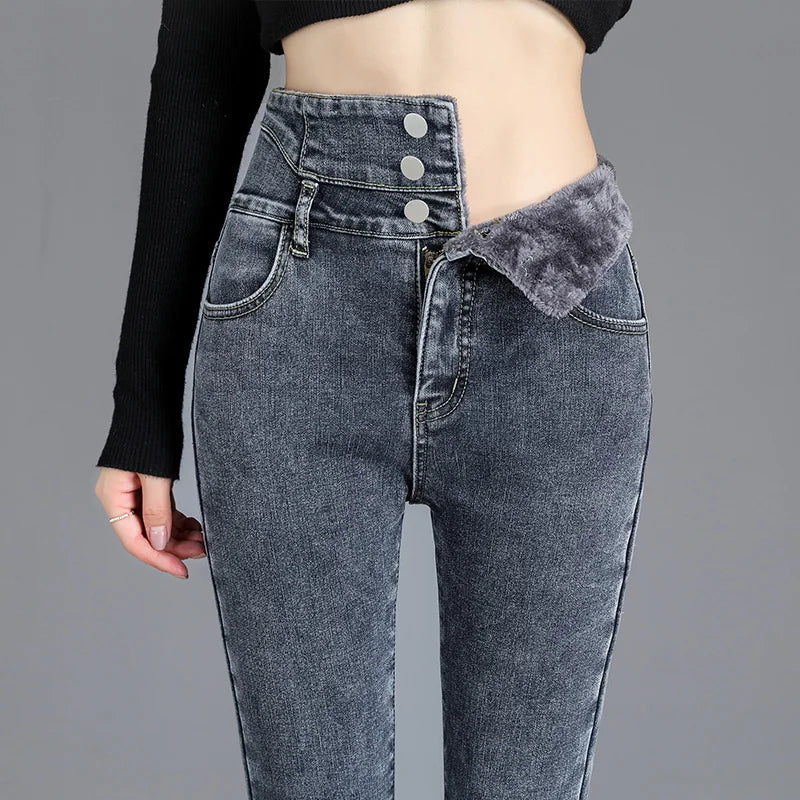 Women's Fleece-Lined Winter Skinny Jeans