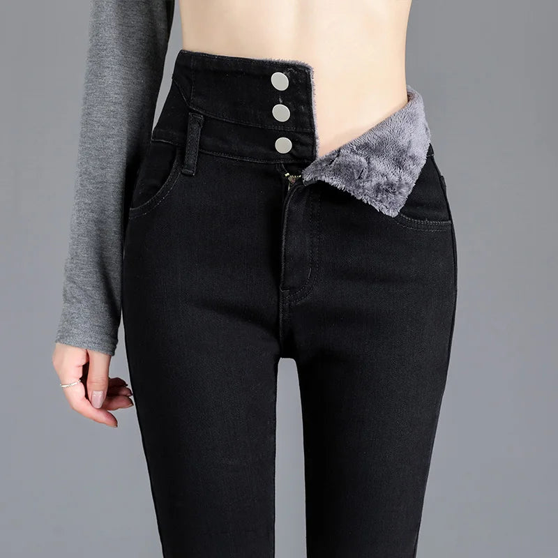 Women's Fleece-Lined Winter Skinny Jeans